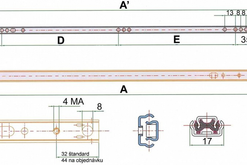 Nábytkové kovanie - Výsuvy, zásuvky / Guličkový polovýsuv - foto Nábytkové kovanie - Výsuvy, zásuvky / Guličkový polovýsuv - foto